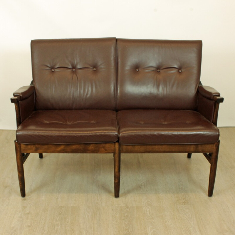Farstrup Mobler "Casa" danish 2 seats beechwood and leather sofa - 2000s