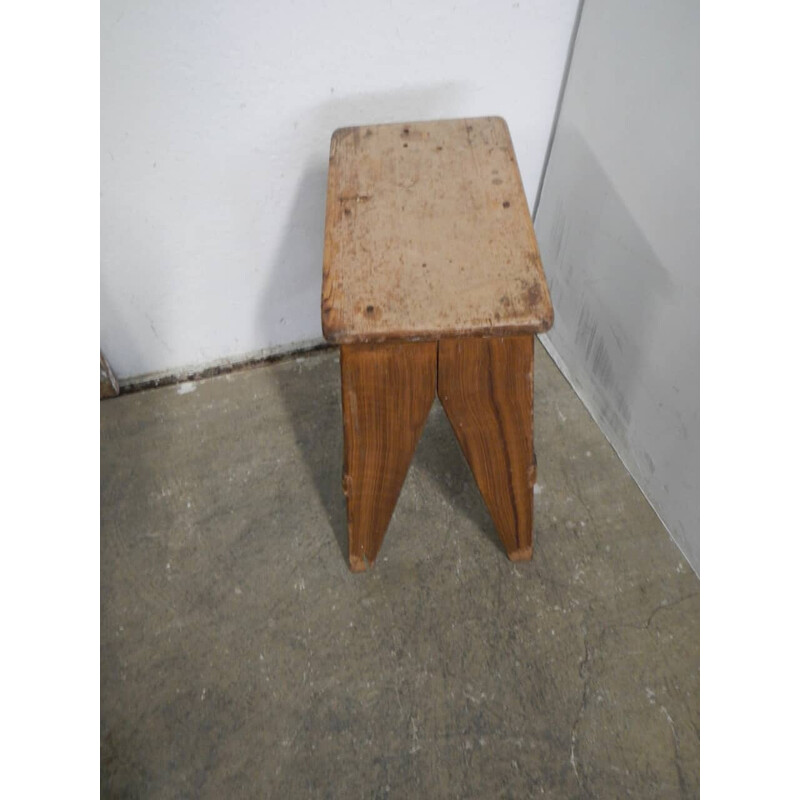 Vintage stool in fir wood