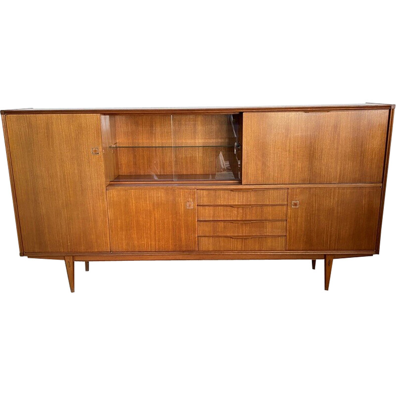 Scandinavian vintage teak highboard by Aarno for Unifa Ameublement Nf, 1960s