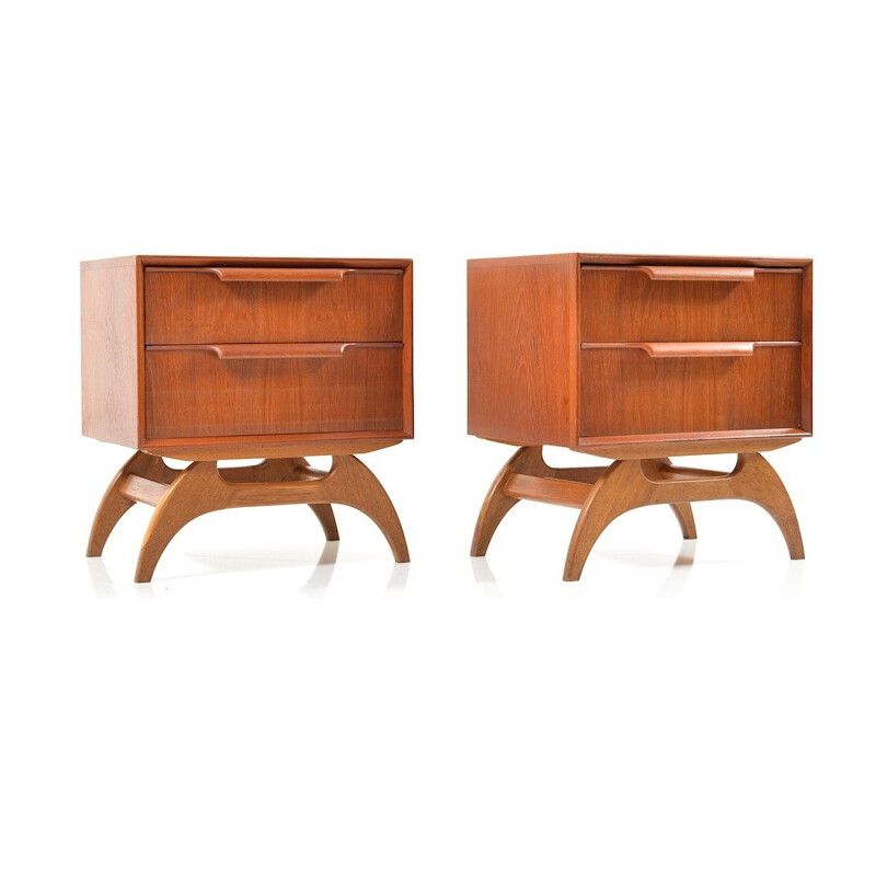 Pair of Danish bedside tables in teak and oak - 1950s