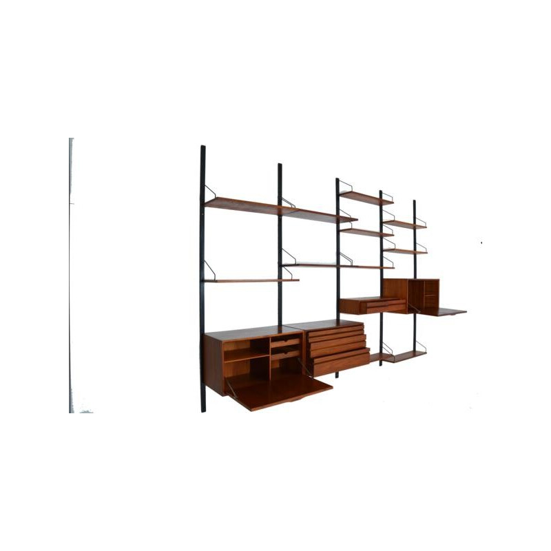 Wall unit with multiple storages in teak, POUL CADOVIUS - 1960s