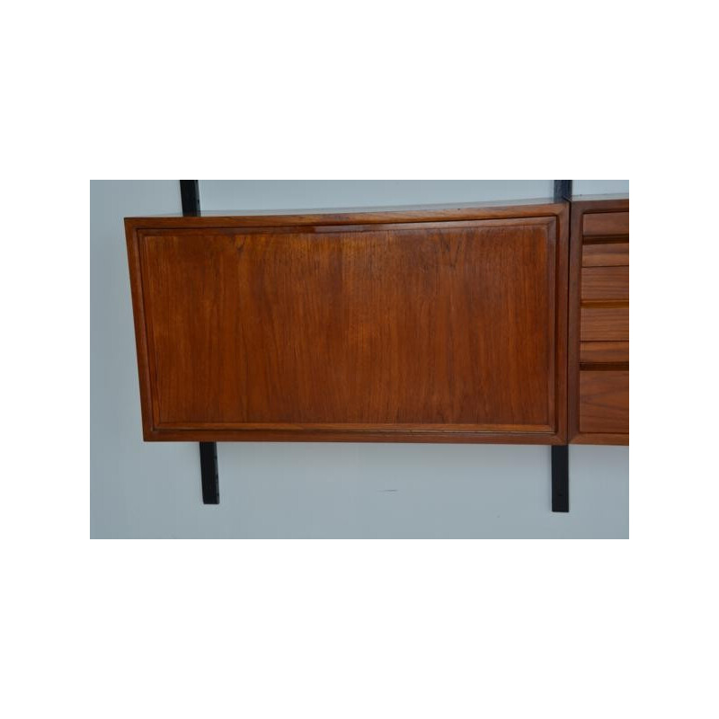 Wall unit with multiple storages in teak, POUL CADOVIUS - 1960s