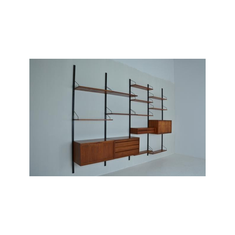 Wall unit with multiple storages in teak, POUL CADOVIUS - 1960s