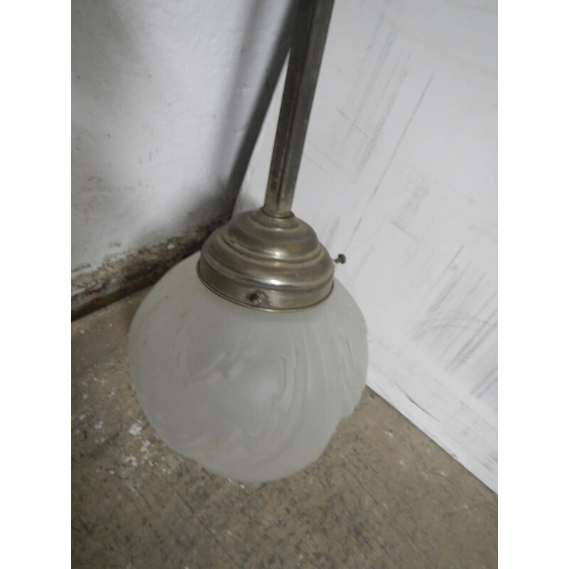 Vintage aluminum and opal pendant lamp