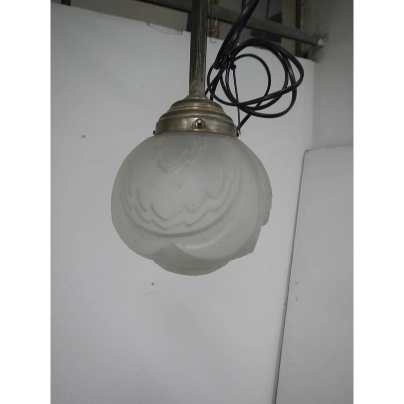 Vintage aluminum and opal pendant lamp