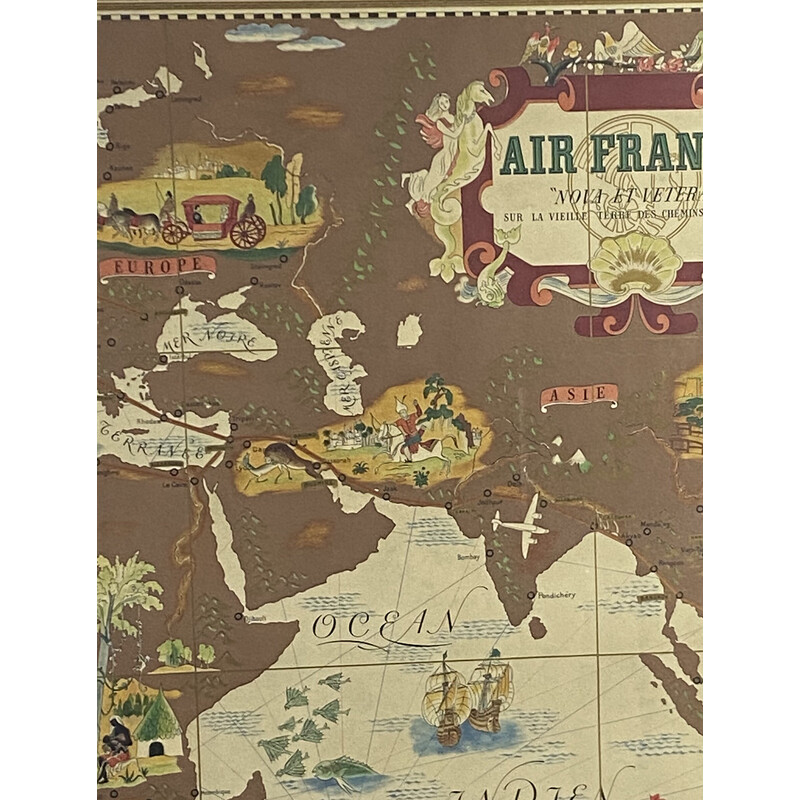 Carte d'affiche vintage Air France "Nova et Vetera" par Lucien Boucher, France 1939