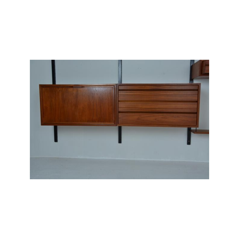 Wall unit with multiple storages in teak, POUL CADOVIUS - 1960s