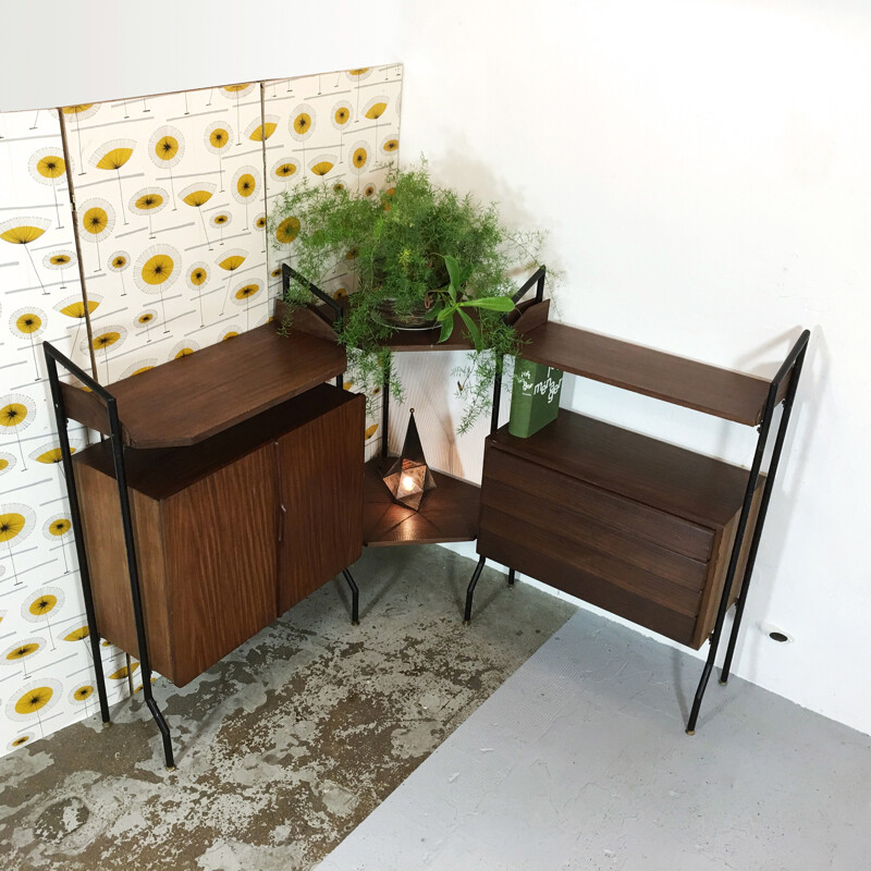 Italian modular corner shelve unit - 1960s