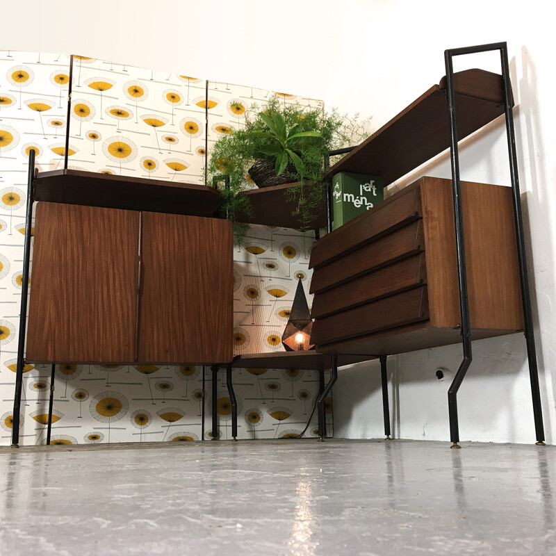 Italian modular corner shelve unit - 1960s