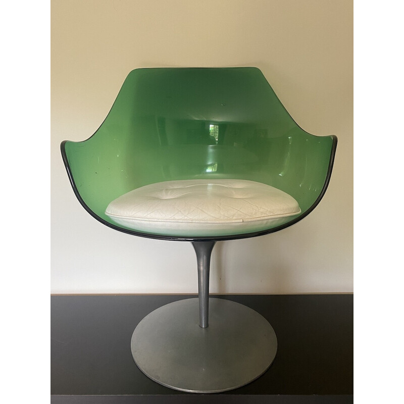 Vintage Champagne green chair by Estelle and Erwin Lavergne for Laverne International, 1957