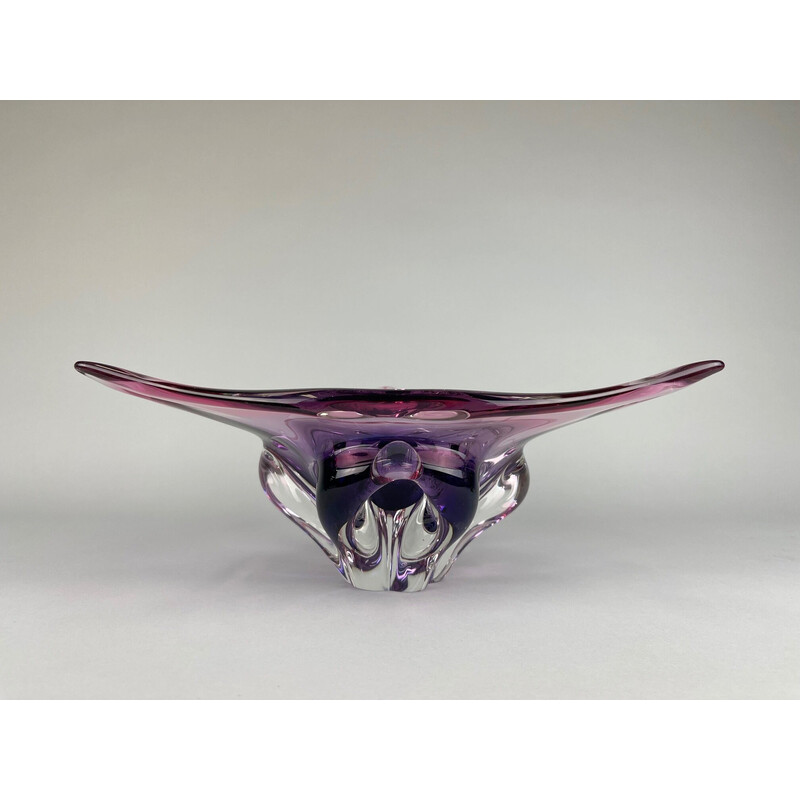 Ciotola vintage in vetro artistico di Josef Hospodka per Chribska Glassworks, 1960