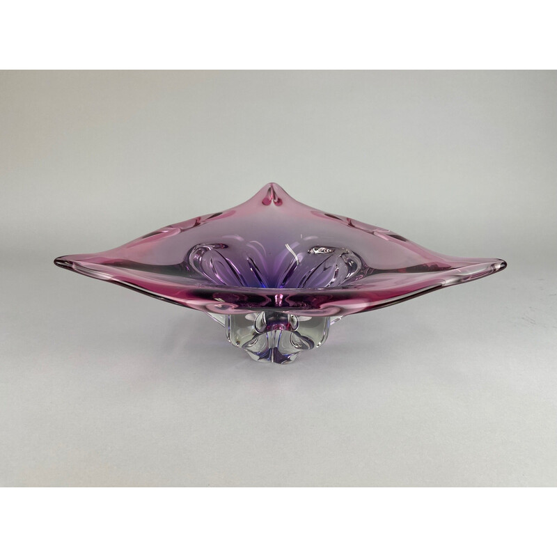 Taça de vidro Vintage Art de Josef Hospodka para Chribska Glassworks, década de 1960
