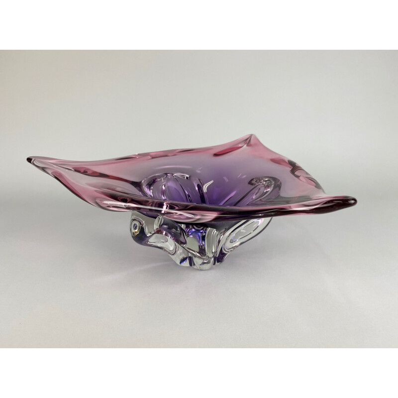 Taça de vidro Vintage Art de Josef Hospodka para Chribska Glassworks, década de 1960