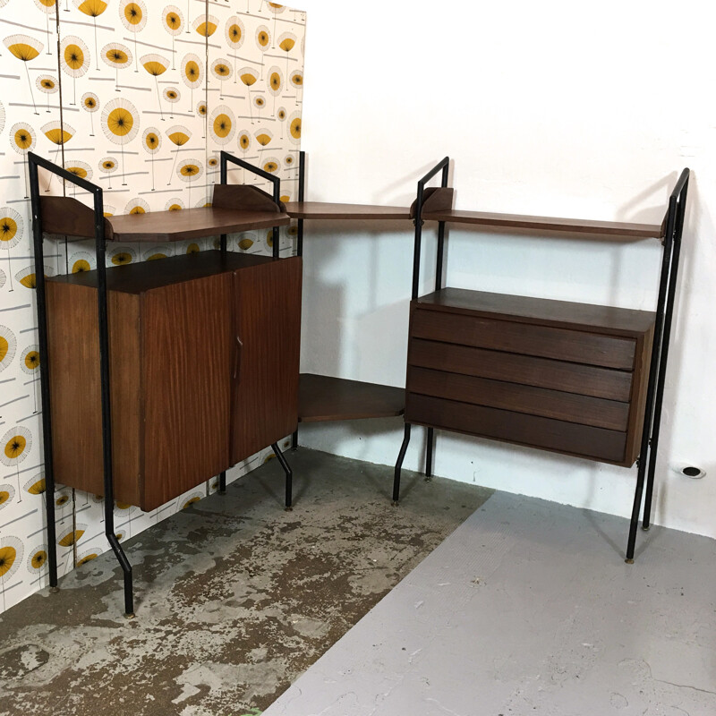 Italian modular corner shelve unit - 1960s