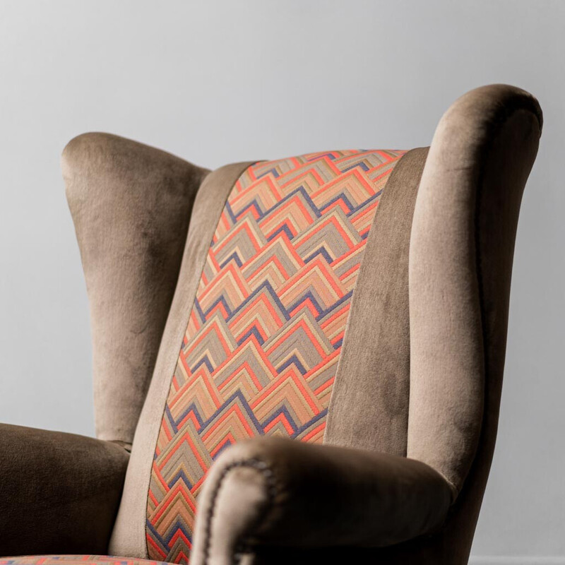 Vintage brown velvet armchair, 1950s