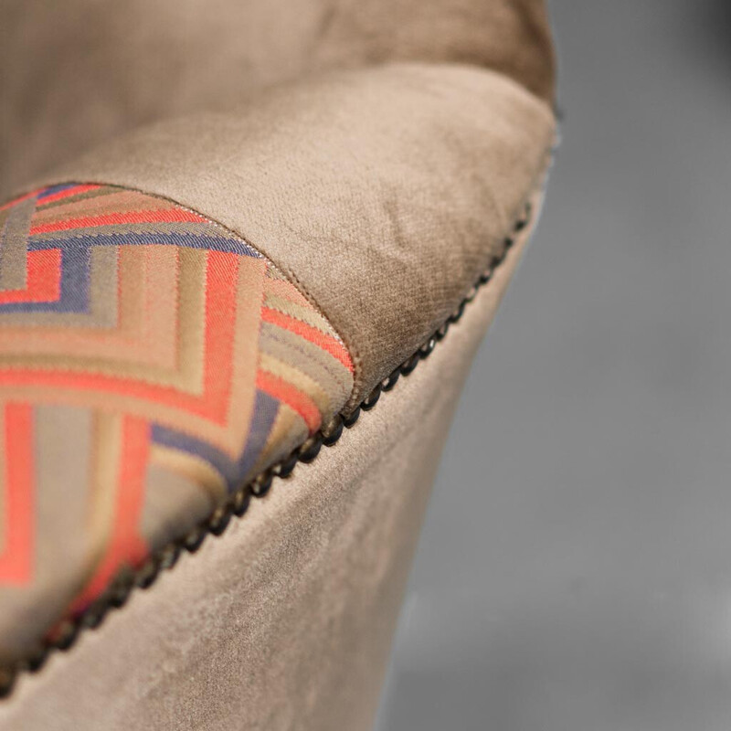 Vintage brown velvet armchair, 1950s