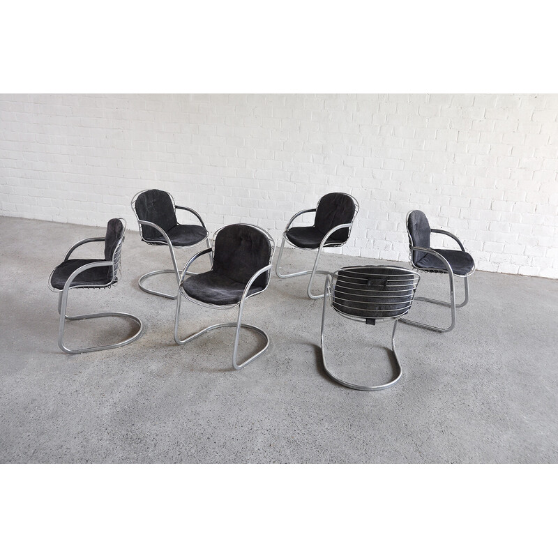 Ensemble de 6 chaises cantilever italiennes vintage par Gastone Rinaldi, 1970