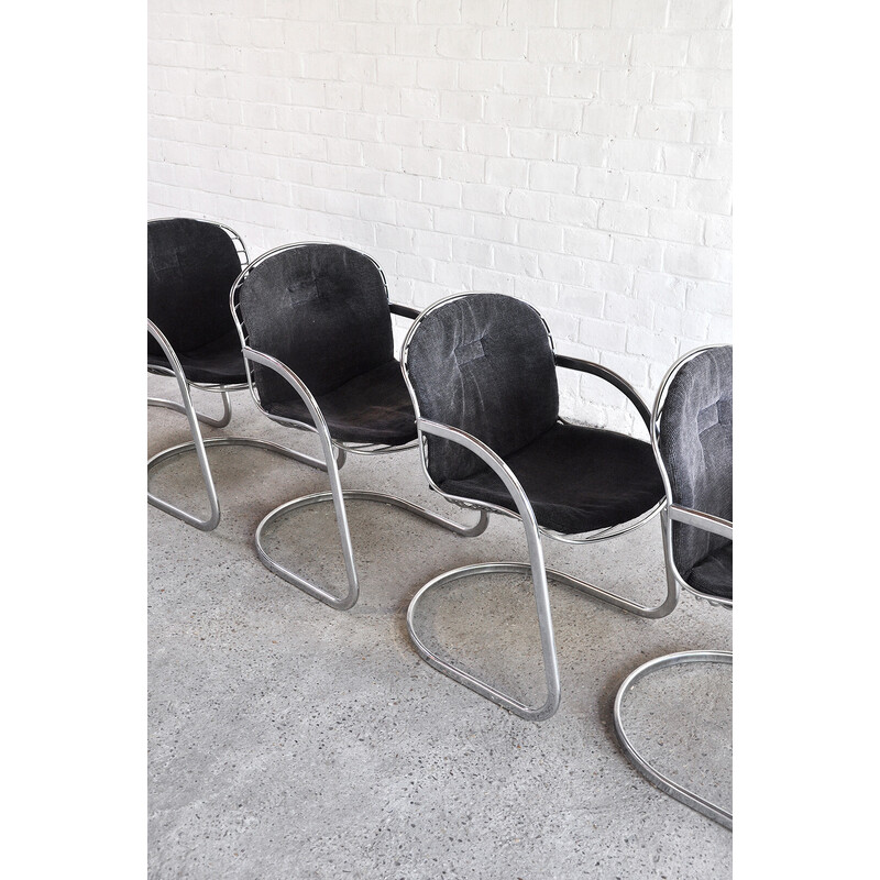 Set of 6 vintage Italian cantilever dining chairs by Gastone Rinaldi, 1970s