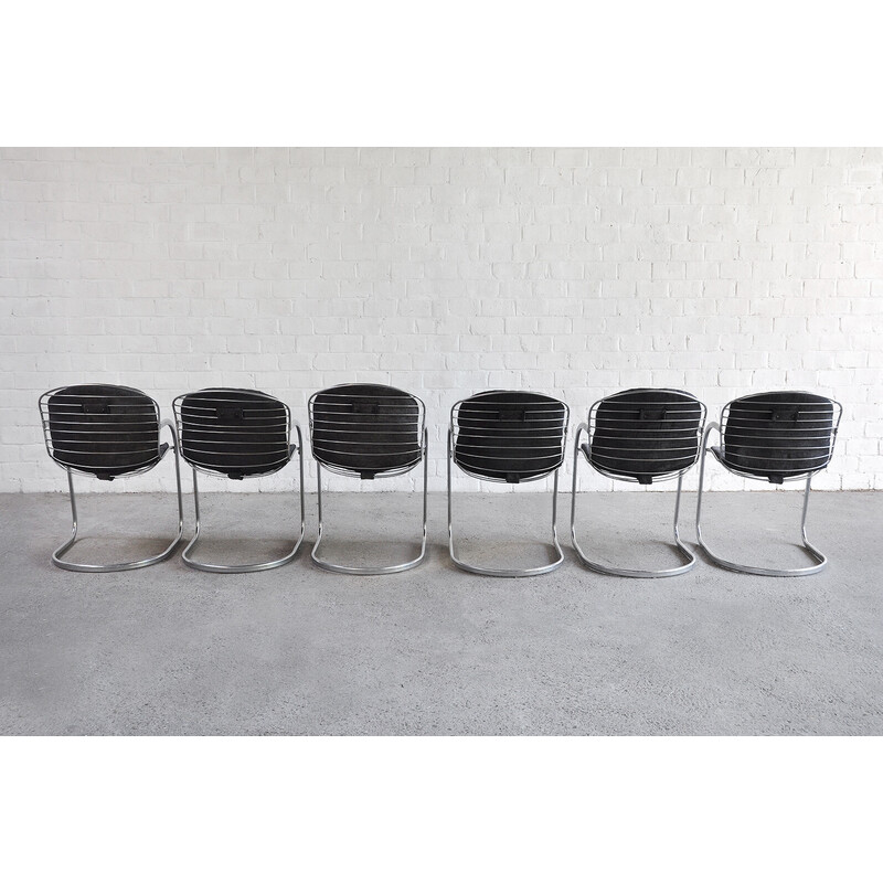 Conjunto de 6 sillas voladizas italianas vintage de Gastone Rinaldi, 1970