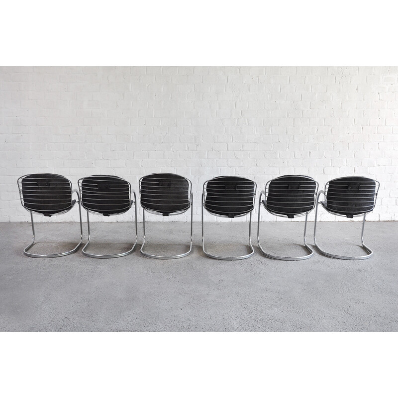 Set of 6 vintage Italian cantilever dining chairs by Gastone Rinaldi, 1970s