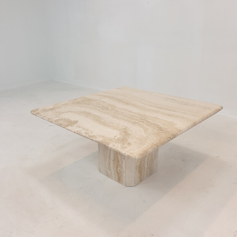 Italian vintage travertine coffee table, 1980s