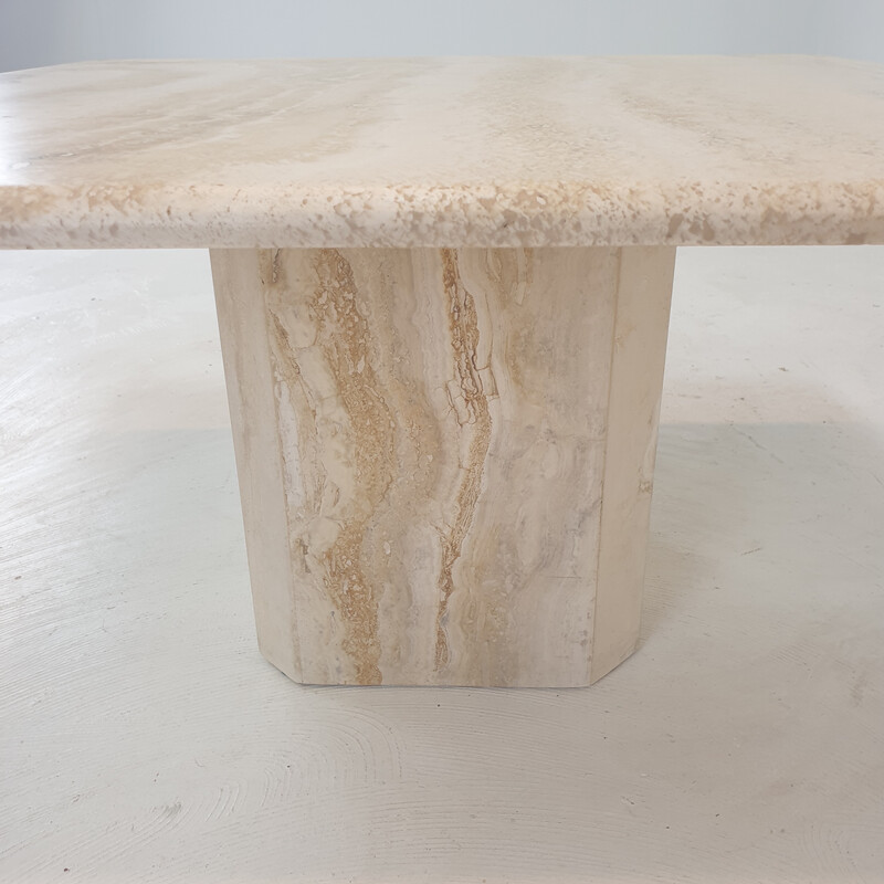 Italian vintage travertine coffee table, 1980s