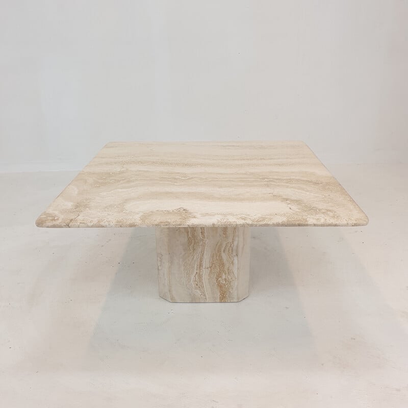 Italian vintage travertine coffee table, 1980s