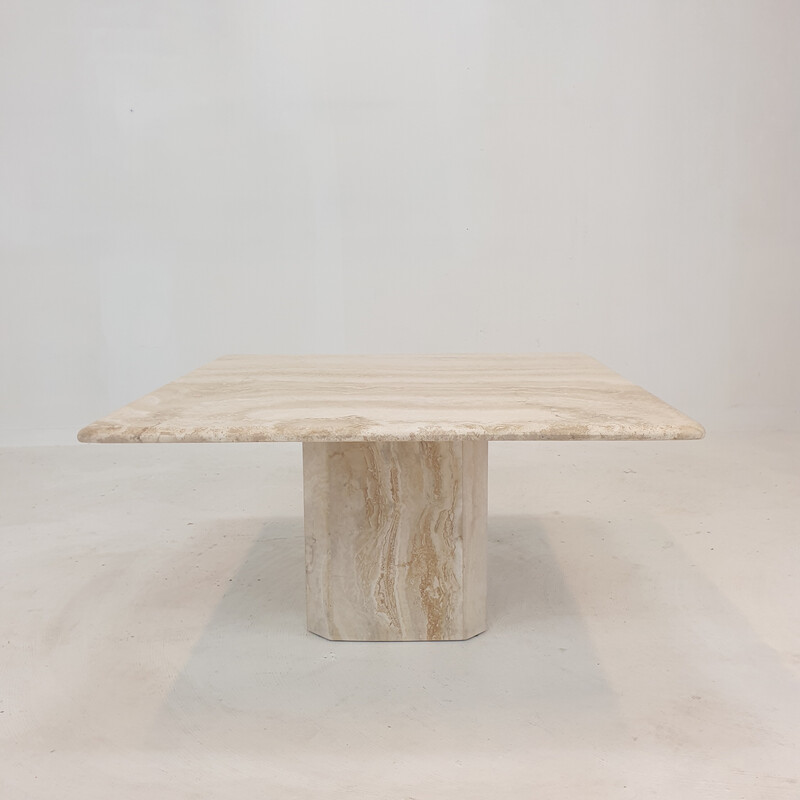 Italian vintage travertine coffee table, 1980s