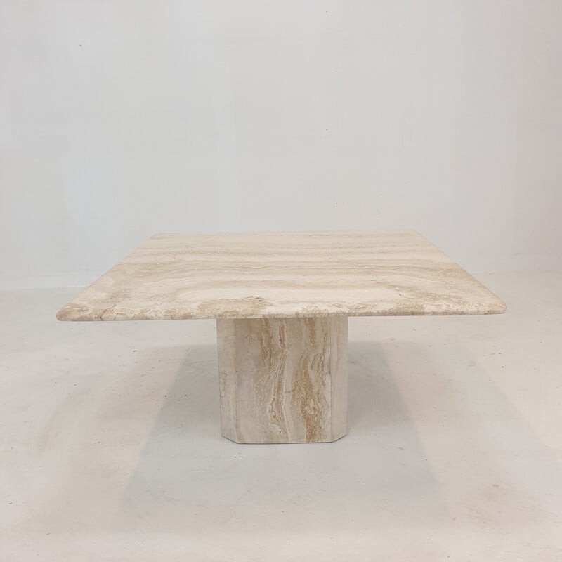 Italian vintage travertine coffee table, 1980s