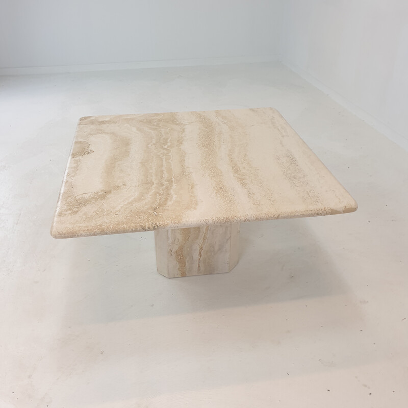 Italian vintage travertine coffee table, 1980s