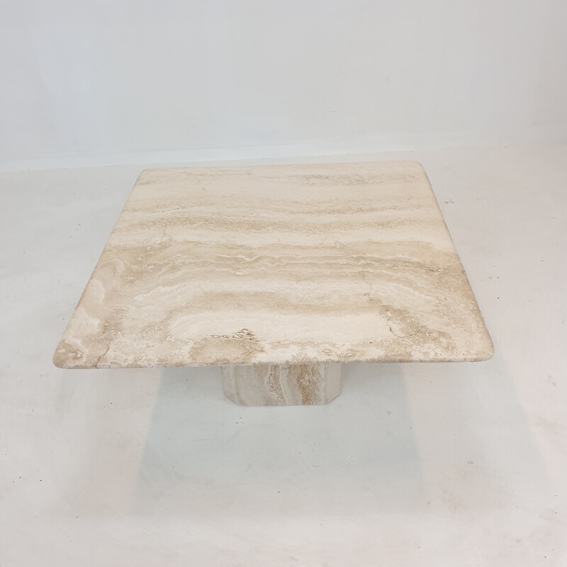 Italian vintage travertine coffee table, 1980s