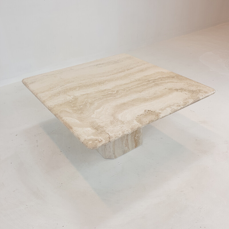 Italian vintage travertine coffee table, 1980s