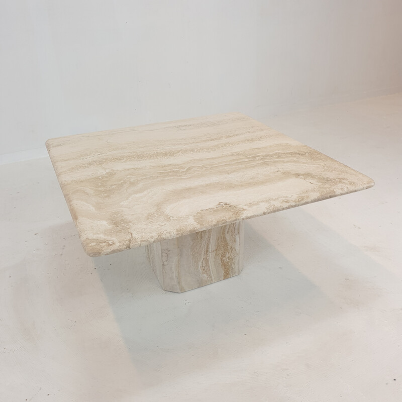 Italian vintage travertine coffee table, 1980s