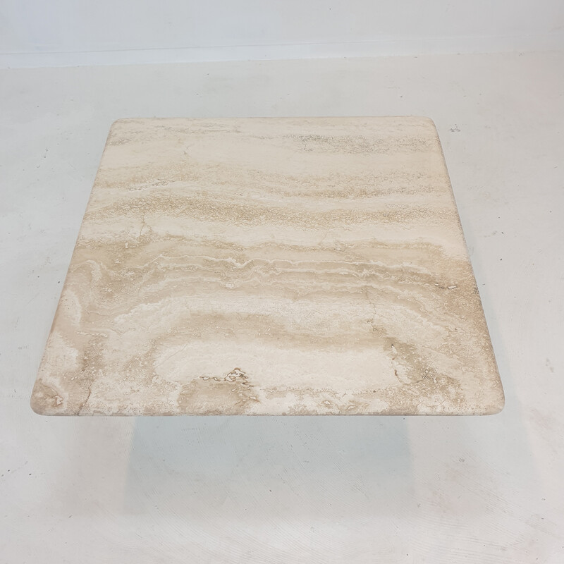 Italian vintage travertine coffee table, 1980s