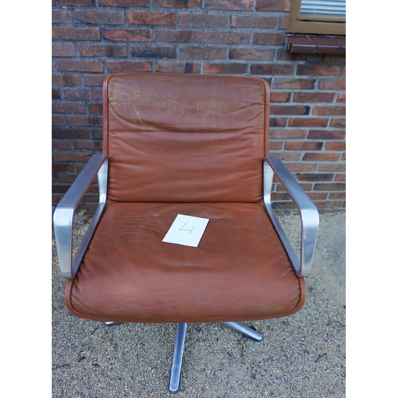 Vintage cognac lederen fauteuil van Delta voor Wilkhahn, Duitsland 1960