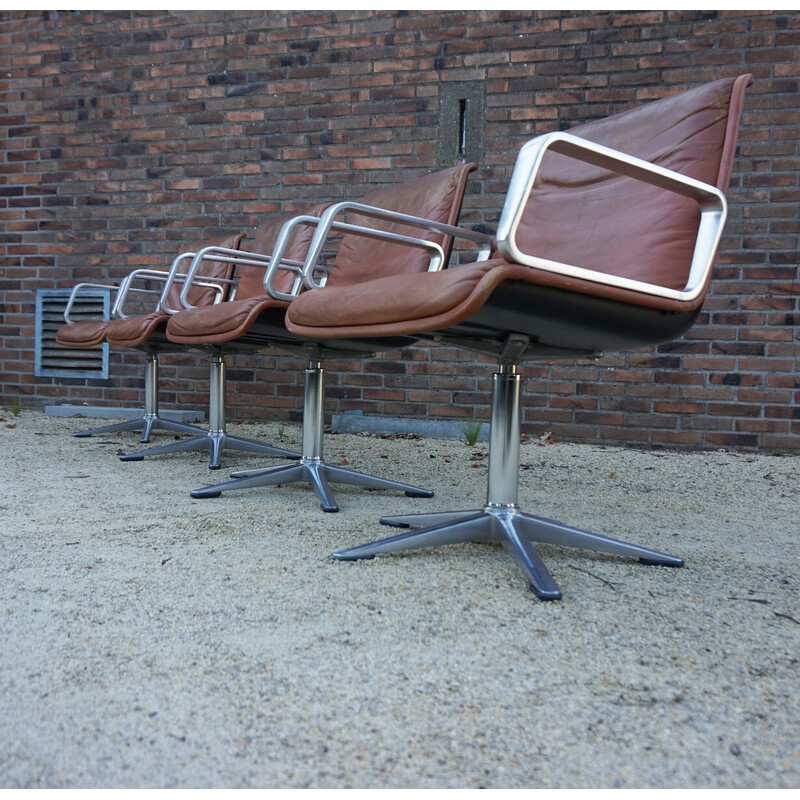 Sillón vintage de cuero coñac de Delta para Wilkhahn, Alemania 1960