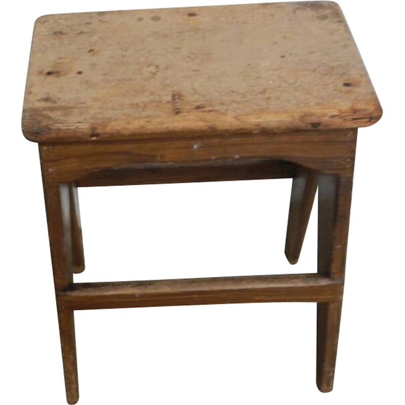 Vintage stool in fir wood