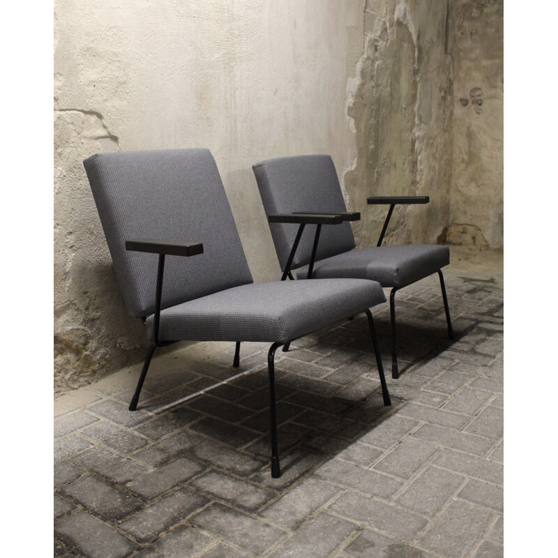 Set of two Gispen "415 1401" industrial lounge chairs, Wim RIETVELD - 1950s