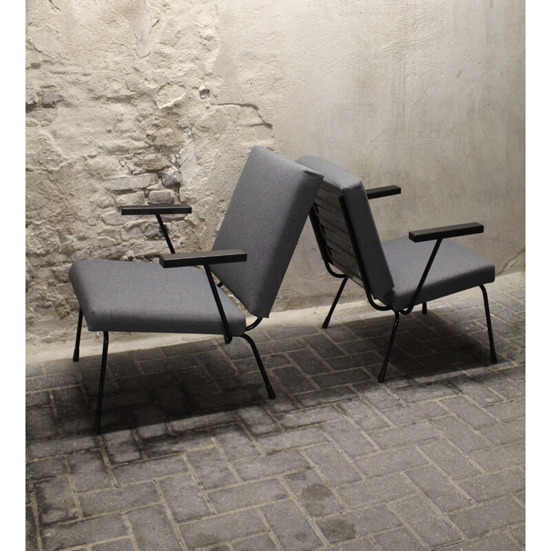 Set of two Gispen "415 1401" industrial lounge chairs, Wim RIETVELD - 1950s