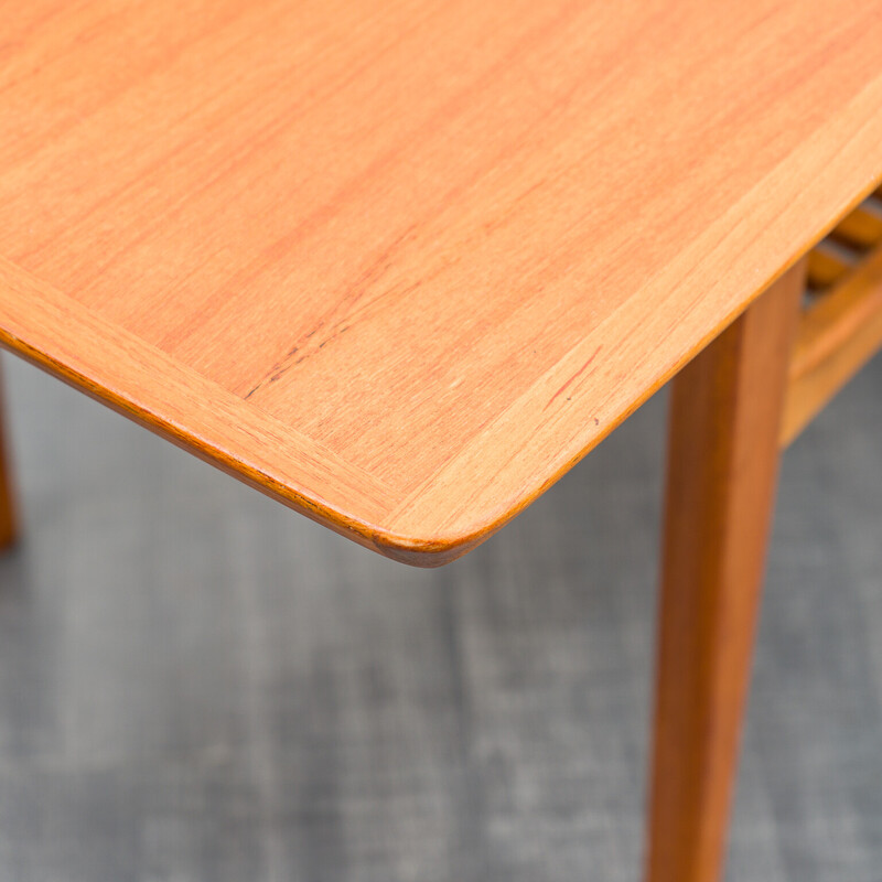 Scandinavian vintage teak coffee table with newspaper rack, 1960