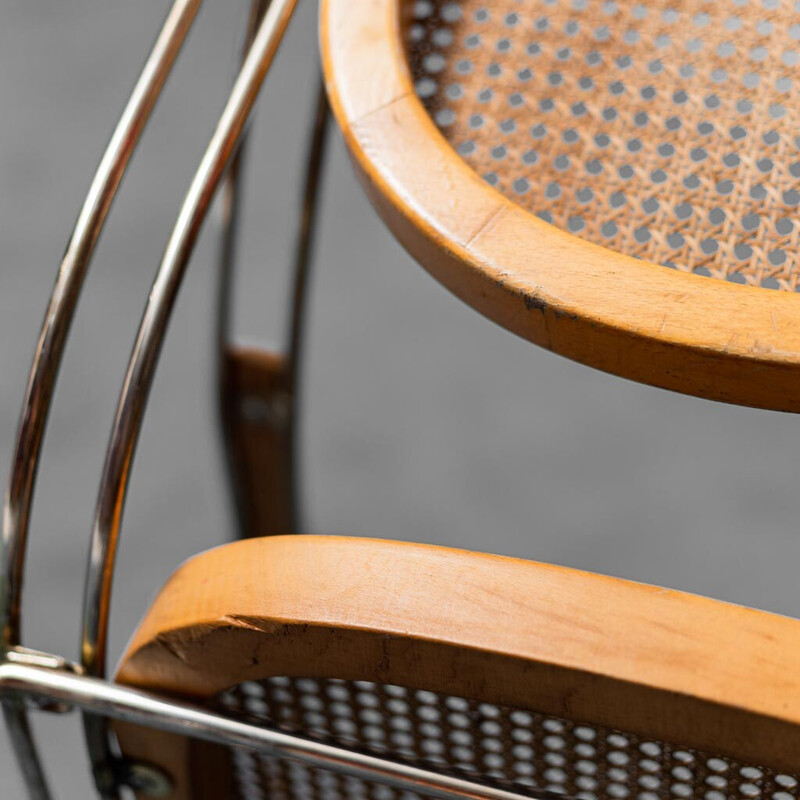 Vintage Vienna straw and steel rocking chair, 1970s