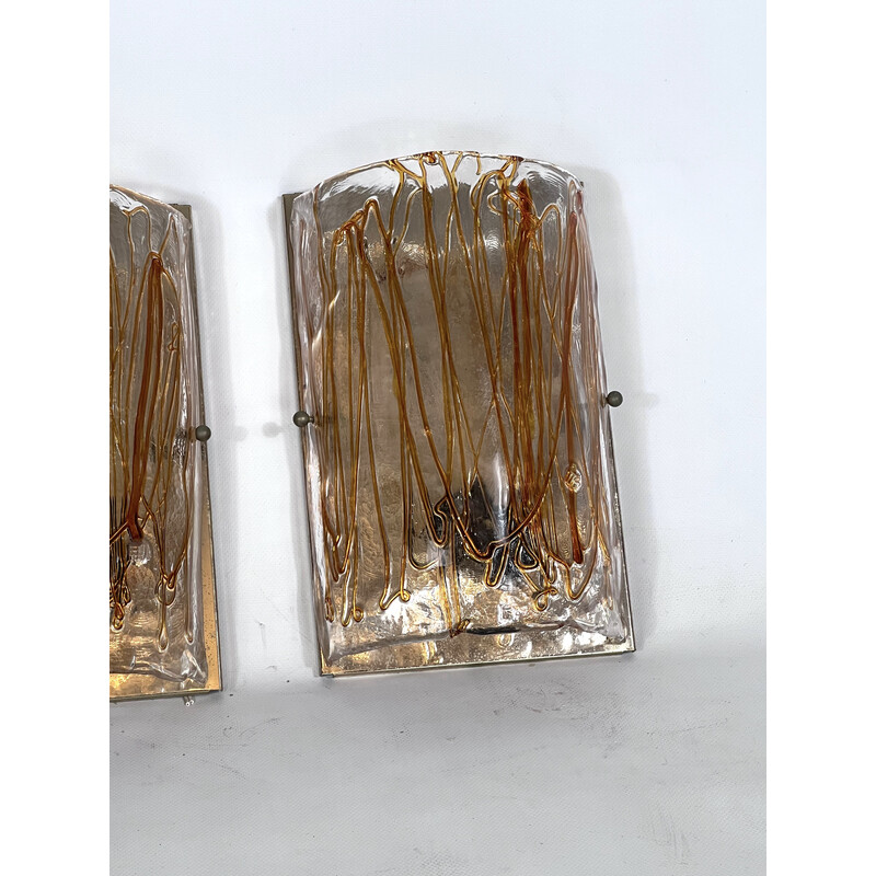 Conjunto de 4 arandelas de vidro Murano vintage, 1970