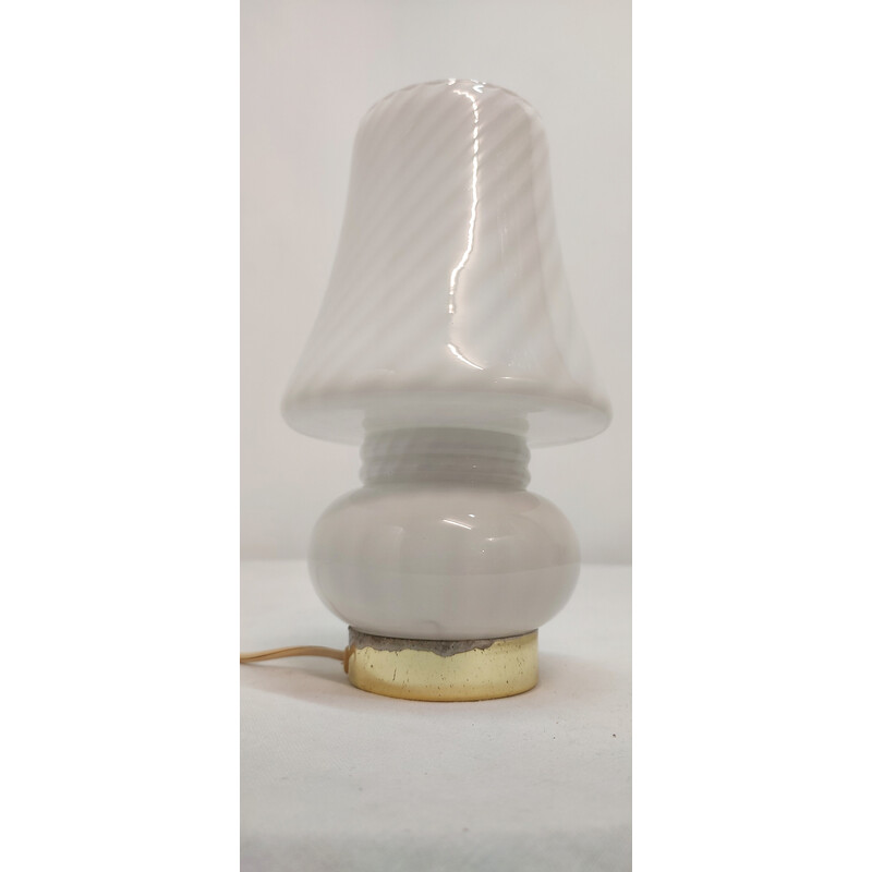 Lampe de table vintage en forme de champignon en verre de Murano, Italie 1970