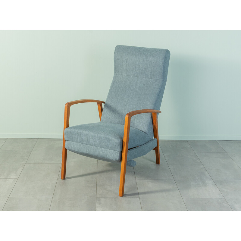 Fauteuil inclinable scandinave vintage en hêtre et tissu, Allemagne 1950