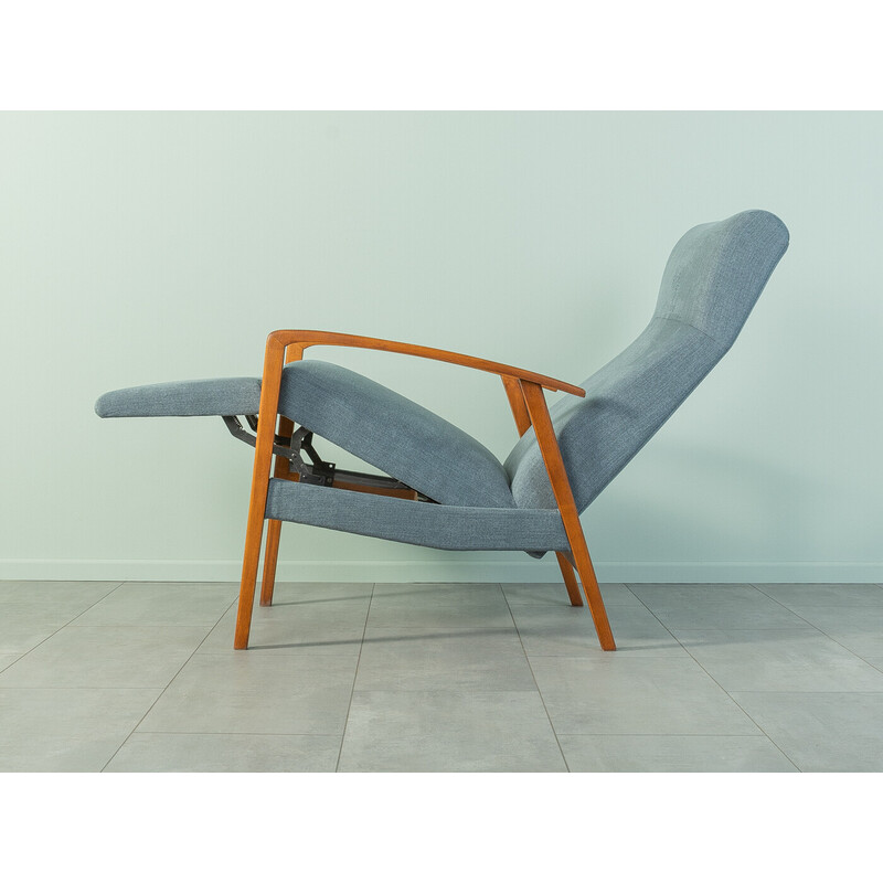 Scandinavian vintage reclining armchair in beechwood and fabric, Germany 1950
