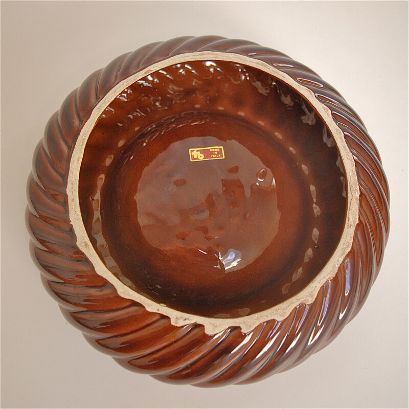 Mid century ceramic and brass Italian ashtray by Tommaso Barbi, 1970s