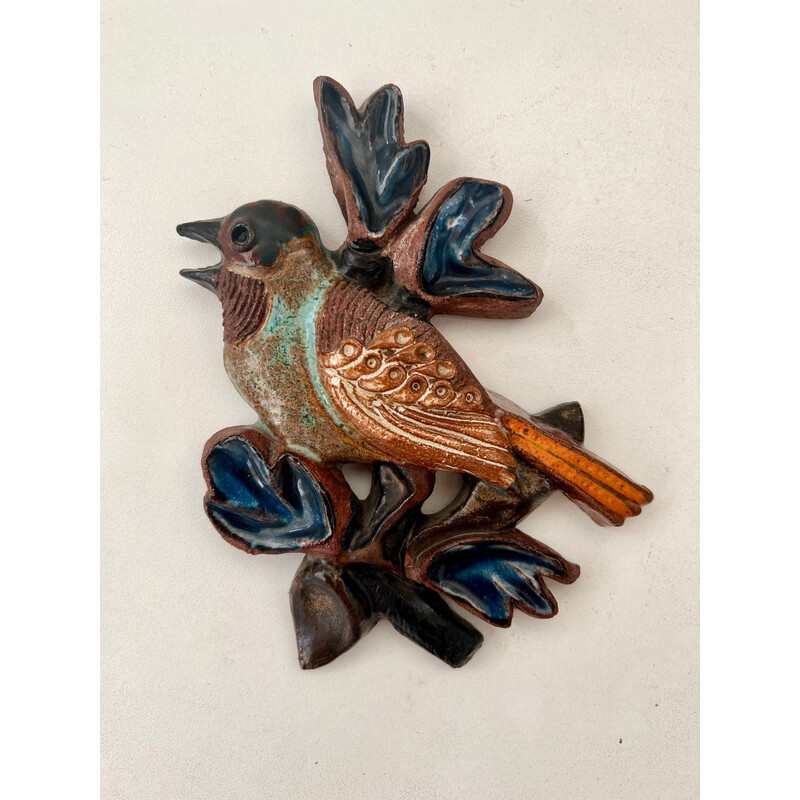 Vintage ceramic bird sculpture by Perignem, Belgium 1970s