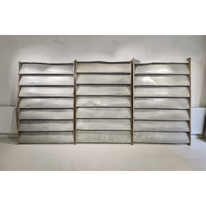Set of 3 vintage front panels in aluminum sheet by Jean Prouvé, 1950s