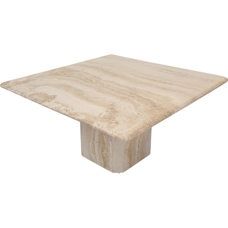 Italian vintage travertine coffee table, 1980s