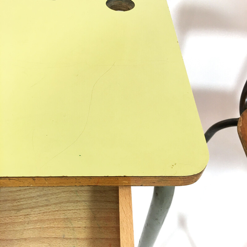 Set of yellow formica desk with its chair - 1960s